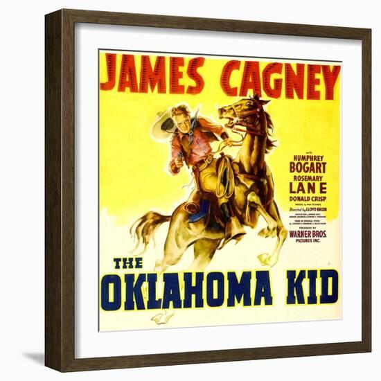 THE OKLAHOMA KID, James Cagney on window card, 1939.-null-Framed Art Print