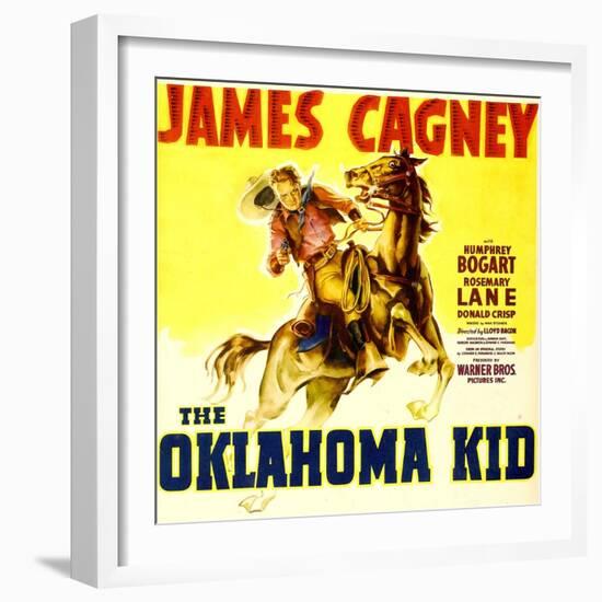 THE OKLAHOMA KID, James Cagney on window card, 1939.-null-Framed Art Print