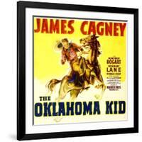 THE OKLAHOMA KID, James Cagney on window card, 1939.-null-Framed Art Print