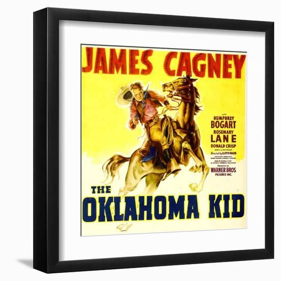 THE OKLAHOMA KID, James Cagney on window card, 1939.-null-Framed Art Print