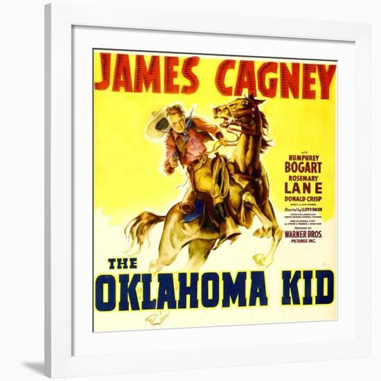 THE OKLAHOMA KID, James Cagney on window card, 1939.-null-Framed Art Print