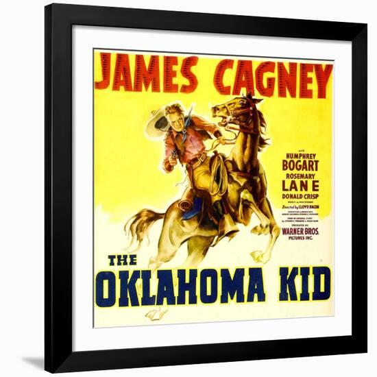 THE OKLAHOMA KID, James Cagney on window card, 1939.-null-Framed Art Print