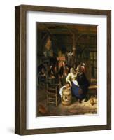 The Old Admirer, Rural Tavern with Card Playing Farmers in the Background-Jan Steen-Framed Giclee Print