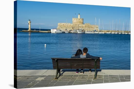 The Old Agios Nikolaos Fortress and Lighthouse in Mandraki Harbour-Michael Runkel-Stretched Canvas