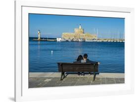 The Old Agios Nikolaos Fortress and Lighthouse in Mandraki Harbour-Michael Runkel-Framed Photographic Print