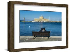 The Old Agios Nikolaos Fortress and Lighthouse in Mandraki Harbour-Michael Runkel-Framed Photographic Print