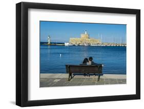 The Old Agios Nikolaos Fortress and Lighthouse in Mandraki Harbour-Michael Runkel-Framed Photographic Print