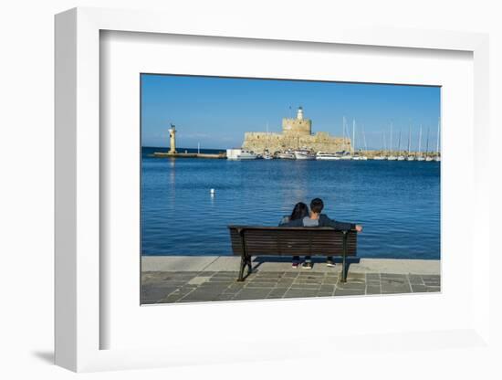 The Old Agios Nikolaos Fortress and Lighthouse in Mandraki Harbour-Michael Runkel-Framed Photographic Print