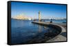 The Old Agios Nikolaos Fortress, Mandraki Harbour, Rhodes Town, Dodecanese Islands, Greek Islands-Michael Runkel-Framed Stretched Canvas