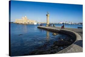 The Old Agios Nikolaos Fortress, Mandraki Harbour, Rhodes Town, Dodecanese Islands, Greek Islands-Michael Runkel-Stretched Canvas