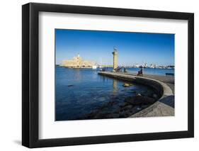 The Old Agios Nikolaos Fortress, Mandraki Harbour, Rhodes Town, Dodecanese Islands, Greek Islands-Michael Runkel-Framed Photographic Print