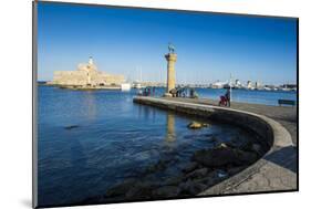 The Old Agios Nikolaos Fortress, Mandraki Harbour, Rhodes Town, Dodecanese Islands, Greek Islands-Michael Runkel-Mounted Photographic Print