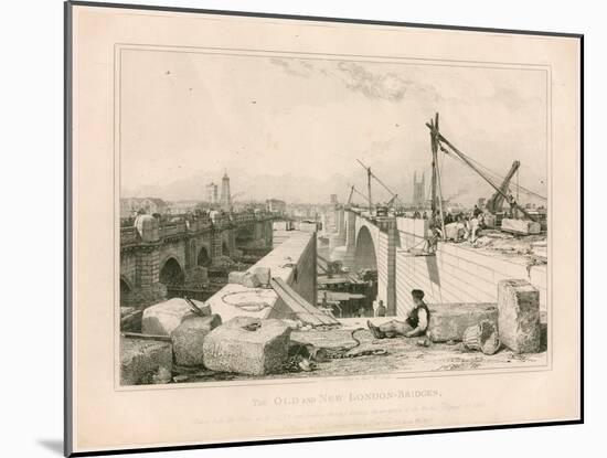 The Old and New London Bridges, 1830-Edward William Cooke-Mounted Giclee Print