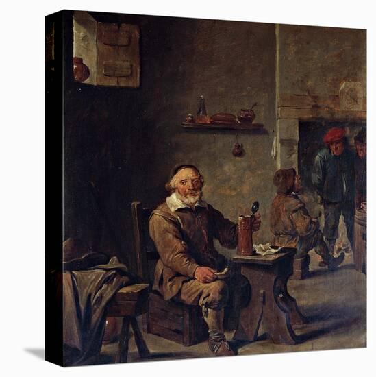 The Old Beer Drinker-David Teniers II-Stretched Canvas