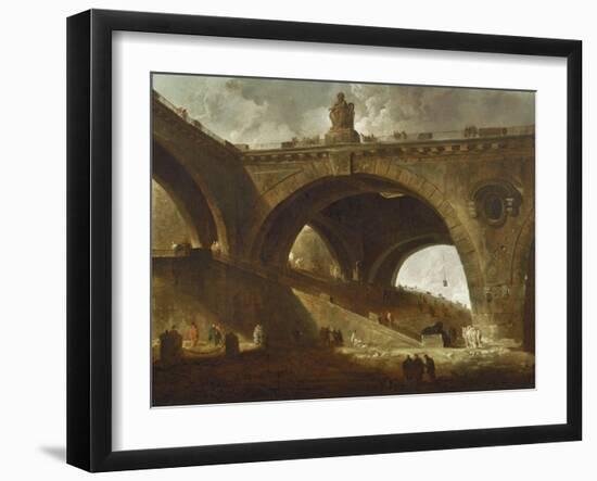 The Old Bridge, c.1760-Hubert Robert-Framed Giclee Print