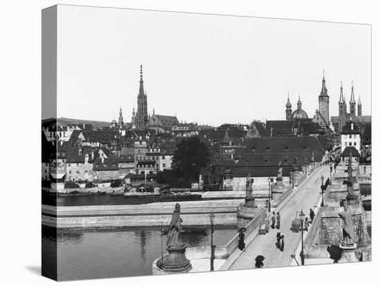 The Old Bridge over the River Main at Wurzburg, circa 1910-Jousset-Stretched Canvas