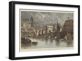 The Old Bridge over the Tyne at Newcastle, Built in the 13th Century, Destroyed by a Flood in 1771-Henry William Brewer-Framed Giclee Print