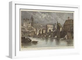 The Old Bridge over the Tyne at Newcastle, Built in the 13th Century, Destroyed by a Flood in 1771-Henry William Brewer-Framed Giclee Print