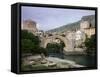 The Old Bridge Stari Most, Mostar, Bosnia-Hercegovia-Walter Bibikow-Framed Stretched Canvas