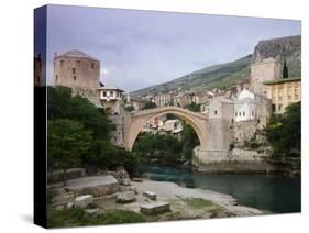 The Old Bridge Stari Most, Mostar, Bosnia-Hercegovia-Walter Bibikow-Stretched Canvas