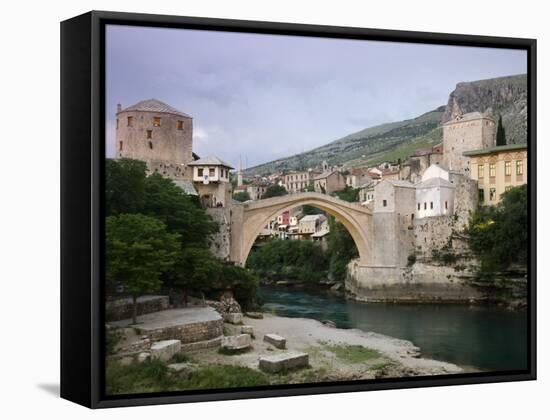 The Old Bridge Stari Most, Mostar, Bosnia-Hercegovia-Walter Bibikow-Framed Stretched Canvas