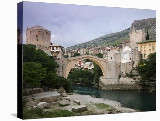 The Old Bridge Stari Most, Mostar, Bosnia-Hercegovia-Walter Bibikow-Stretched Canvas