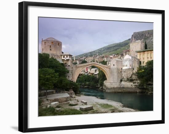 The Old Bridge Stari Most, Mostar, Bosnia-Hercegovia-Walter Bibikow-Framed Photographic Print