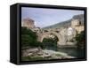 The Old Bridge Stari Most, Mostar, Bosnia-Hercegovia-Walter Bibikow-Framed Stretched Canvas