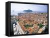 The Old City Rooftops and Island of Lokrum, Dubrovnik, Dalmatian Coast, Croatia-Steve Vidler-Framed Stretched Canvas