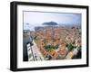 The Old City Rooftops and Island of Lokrum, Dubrovnik, Dalmatian Coast, Croatia-Steve Vidler-Framed Photographic Print