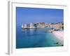 The Old City Skyline and Beach, Dubrovnik, Dalmatian Coast, Croatia-Steve Vidler-Framed Photographic Print