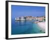 The Old City Skyline and Beach, Dubrovnik, Dalmatian Coast, Croatia-Steve Vidler-Framed Photographic Print