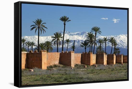 The Old City Walls and Snow Capped Atlas Mountains, Marrakech, Morocco, North Africa, Africa-Stuart Black-Framed Stretched Canvas