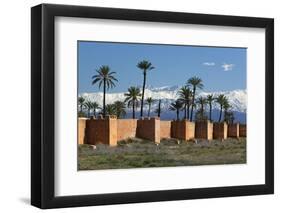 The Old City Walls and Snow Capped Atlas Mountains, Marrakech, Morocco, North Africa, Africa-Stuart Black-Framed Photographic Print