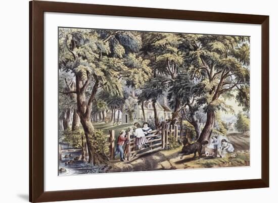 The Old Farm Gate-Currier & Ives-Framed Giclee Print