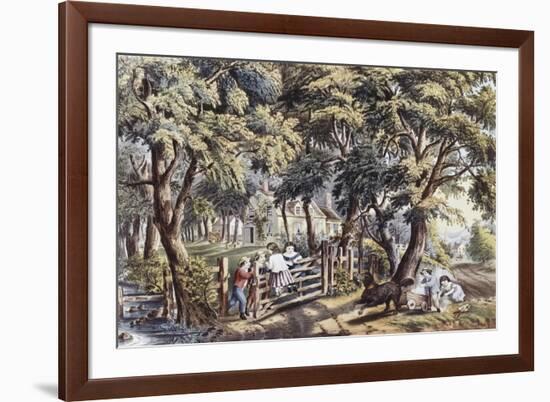 The Old Farm Gate-Currier & Ives-Framed Giclee Print