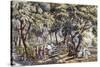 The Old Farm Gate-Currier & Ives-Stretched Canvas