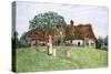 The old farm-house' by Kate Greenaway-Kate Greenaway-Stretched Canvas