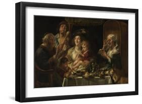 The Old Folks Sing, the Young Folks Chirp, 1638 (Oil on Canvas)-Jacob Jordaens-Framed Giclee Print