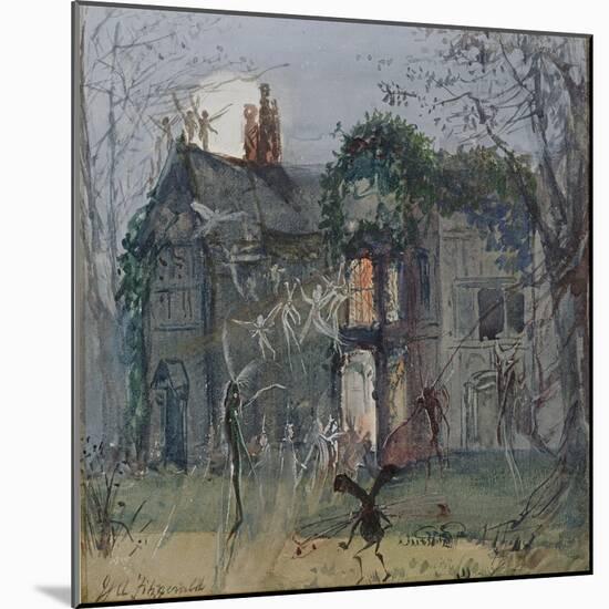 The Old Hall, Fairies by the Moonlight-John Anster Fitzgerald-Mounted Giclee Print