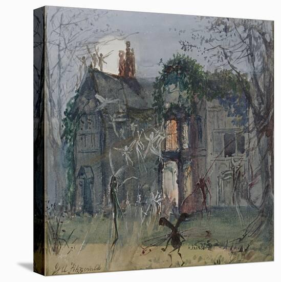 The Old Hall, Fairies by the Moonlight-John Anster Fitzgerald-Stretched Canvas