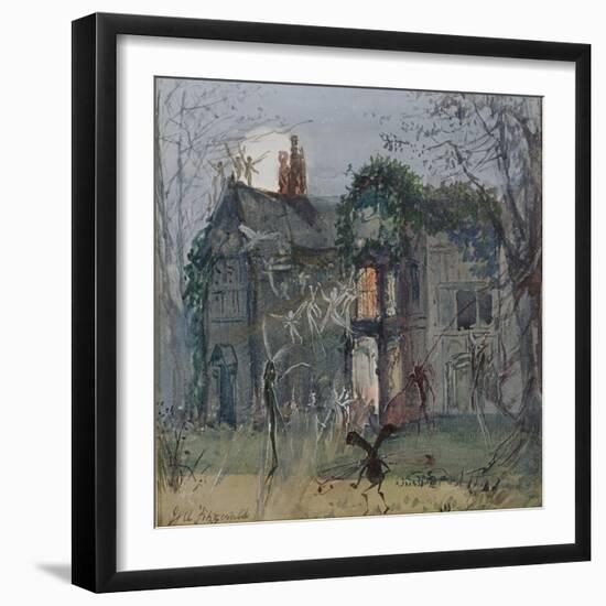 The Old Hall, Fairies by the Moonlight-John Anster Fitzgerald-Framed Premium Giclee Print