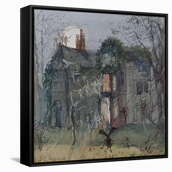 The Old Hall, Fairies by the Moonlight-John Anster Fitzgerald-Framed Stretched Canvas