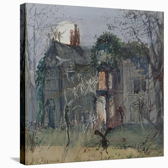 The Old Hall, Fairies by the Moonlight-John Anster Fitzgerald-Stretched Canvas