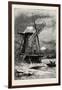 The Old Hampton Windmill, Scenery of the Thames, UK, 19th Century-null-Framed Giclee Print