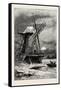The Old Hampton Windmill, Scenery of the Thames, UK, 19th Century-null-Framed Stretched Canvas