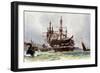 The Old "Implacable"-Charles Edward Dixon-Framed Giclee Print