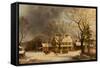 The Old Inn - Ten Miles to Salem, 1860-63-George Henry Durrie-Framed Stretched Canvas