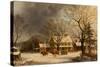 The Old Inn - Ten Miles to Salem, 1860-63-George Henry Durrie-Stretched Canvas