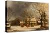 The Old Inn - Ten Miles to Salem, 1860-63-George Henry Durrie-Stretched Canvas